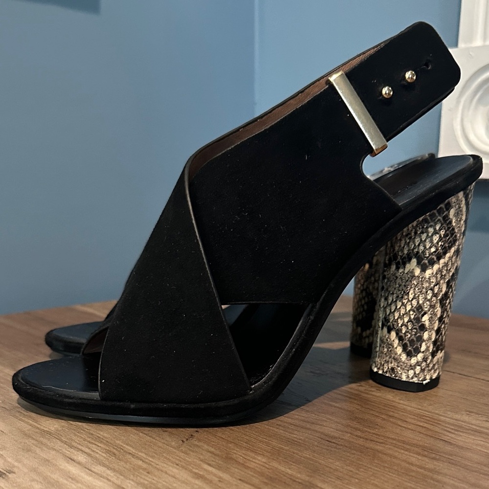 bcbgmaxazria suede, snake skin, sling back pumps